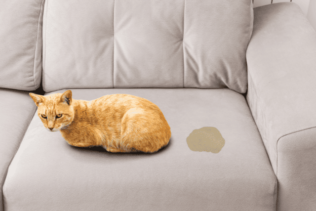 ginger cat peed on the sofa - featured image