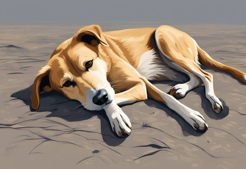 Dog laying on the ground