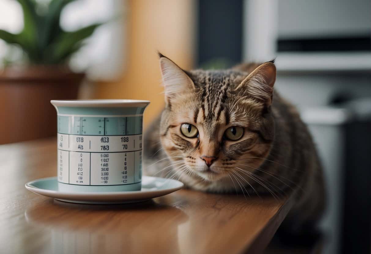 A curious cat sniffs a tissue box, while a thermometer and a bowl of water sit nearby
