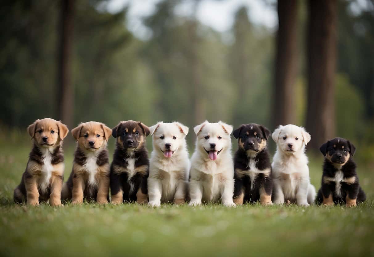 Puppies sit in rows, focused on a trainer's commands at Core Training Commands puppy training camp