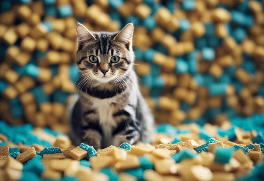cat on a pile of litter