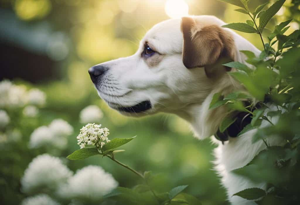 dog near false spirea plants - featured image